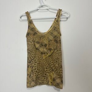 Y2K Gold Animal Print Tank Top - Women